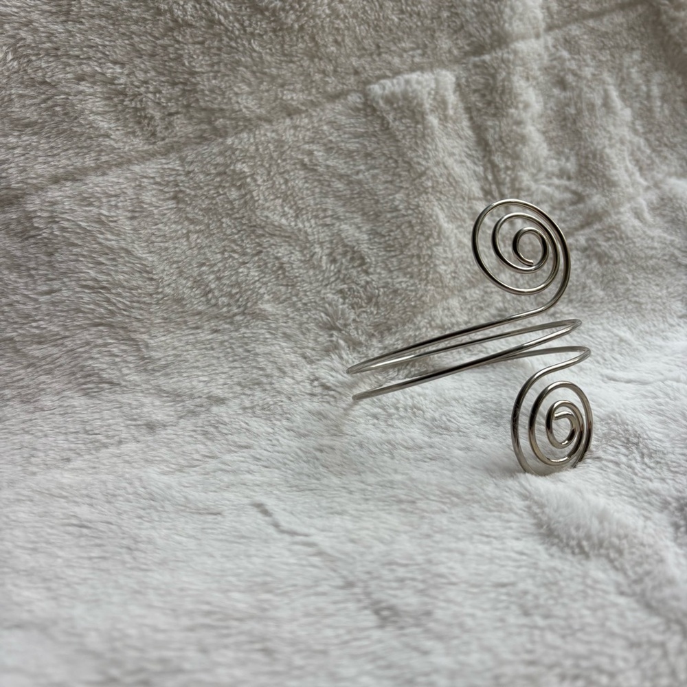 Silver Spiral Arm Cuff Bracelet Upper Armband Adjustable Statement Festival - Picture 3 of 6